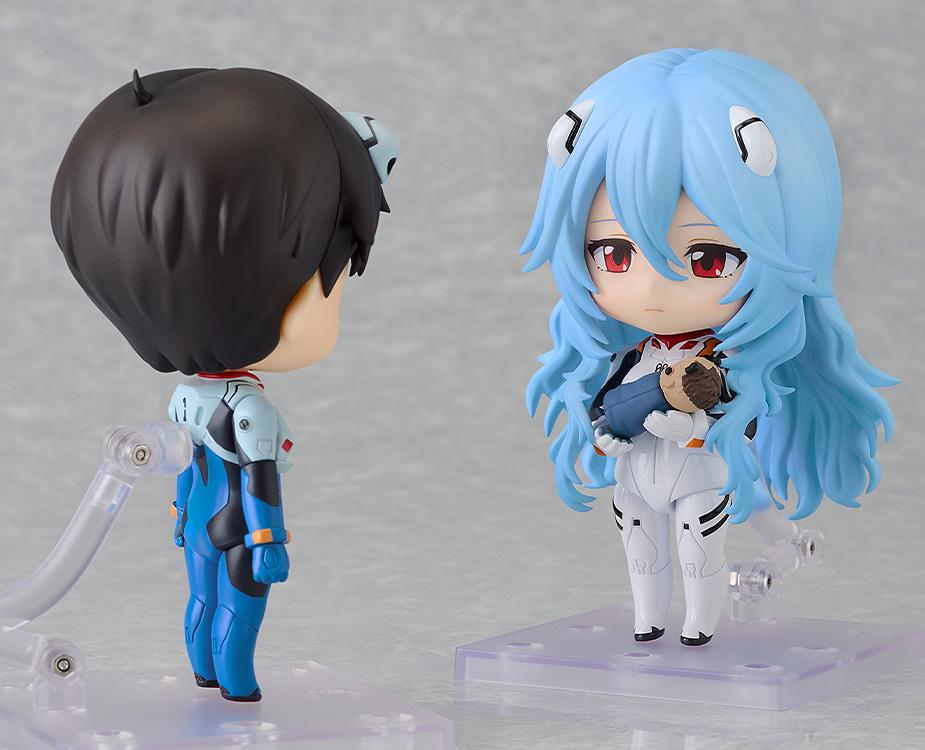 Rei Ayanami Long Hair Version Nendoroid posed facing a Shinji Ikari Nendoroid (sold separately).