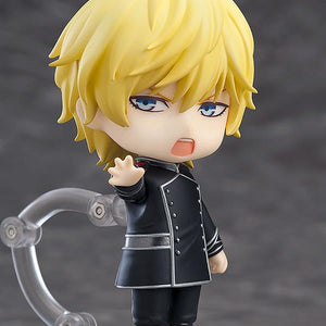 Standing Reinhard von Lohengramm Nendoroid with a shouting face plate and outstretched hand in a commanding pose.