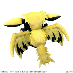 Rear view of the Rey Dau chibi plush showcasing the lightning bolt patterns on the yellow wings and spiked tail.