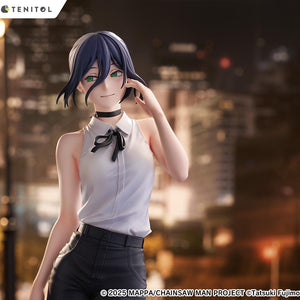 High-angle mid-shot of the Tenitol Tall Reze figure posing under soft night diorama illumination.