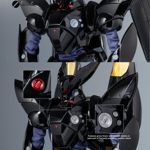 Detail callout highlighting the high-gloss black armor finish and metallic-painted circular hardware on ROBO-DOU Griffon Aqua Unit.