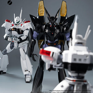 Combat diorama featuring threezero ROBO-DOU Griffon Aqua Unit confronting Patlabor Ingram Unit 1 and Unit 2.