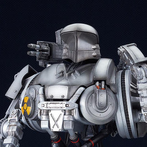 Detailed close-up of the RoboCain head unit with the armored monitor cover in the closed position.