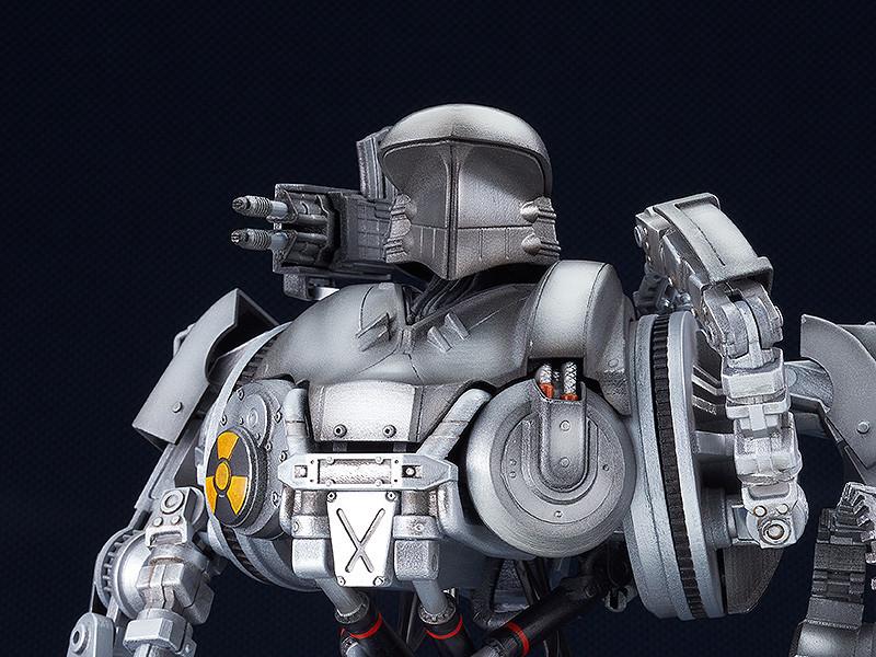 Detailed close-up of the RoboCain head unit with the armored monitor cover in the closed position.