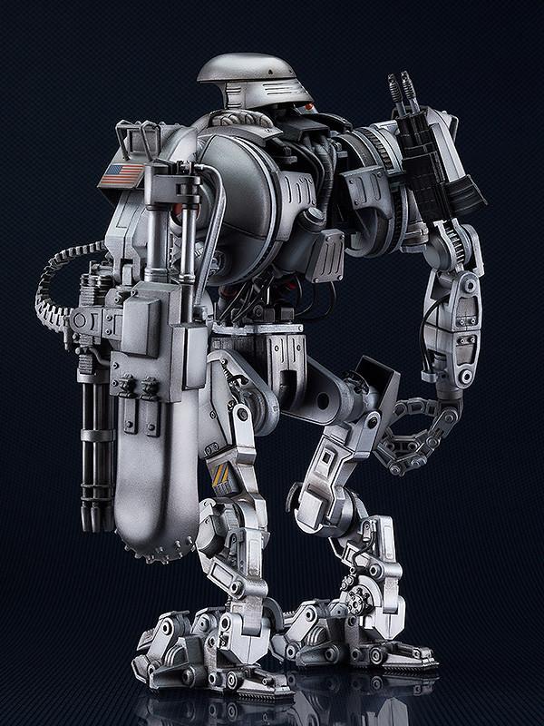 Rear perspective of the RoboCain figure displaying the intricate back plating, thrusters, and American flag decal.