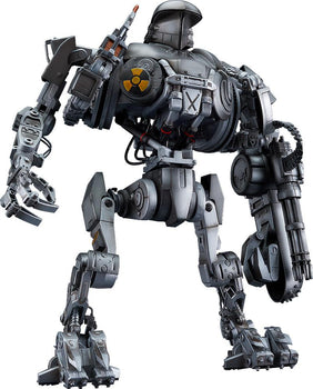 Full front view of the 22cm MODEROID RoboCain action figure showing its massive mechanical frame and multiple weapon arms.
