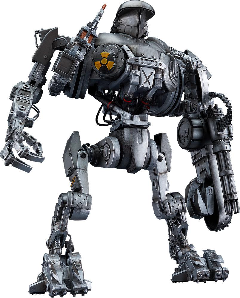 Full front view of the 22cm MODEROID RoboCain action figure showing its massive mechanical frame and multiple weapon arms.