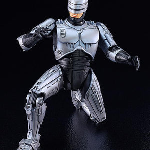 High-mobility kneeling pose of the RoboCop 3 figure, showcasing the model's range of motion and joint durability.