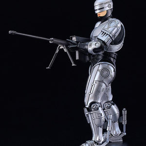 Profile view of the RoboCop 3 model kit using the high-caliber Cobra Assault Cannon with tripod.