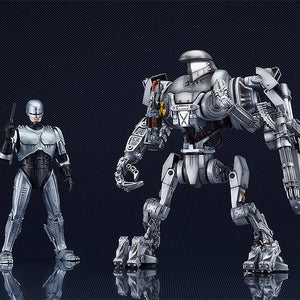 Scale comparison shot of the 22cm MODEROID RoboCain standing next to the 175mm MODEROID RoboCop figure.