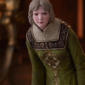 Detailed close-up of RyaÕs face and the intricate embroidery on the collar of her Elden Ring figure.