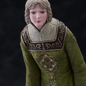 Portrait view of the Rya collectible figure from Elden Ring focusing on her unique facial expression and hair.
