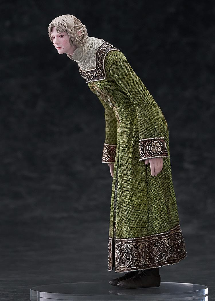 Side profile of the Rya Elden Ring figure capturing her characteristic hunched posture and dress details.