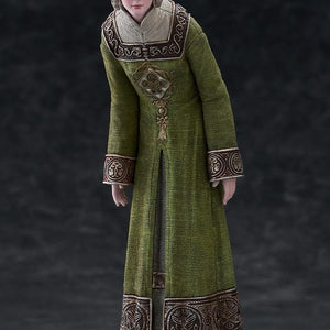 Studio photograph of the Elden Ring Rya figure on its included clear circular display base.