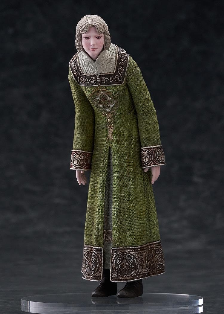 Studio photograph of the Elden Ring Rya figure on its included clear circular display base.