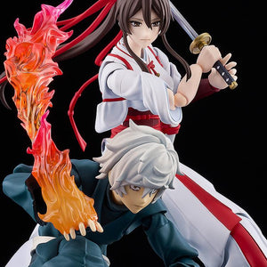Yamada Asaemon Sagiri and Gabimaru figma figures displayed together in a dramatic battle scene with effects.
