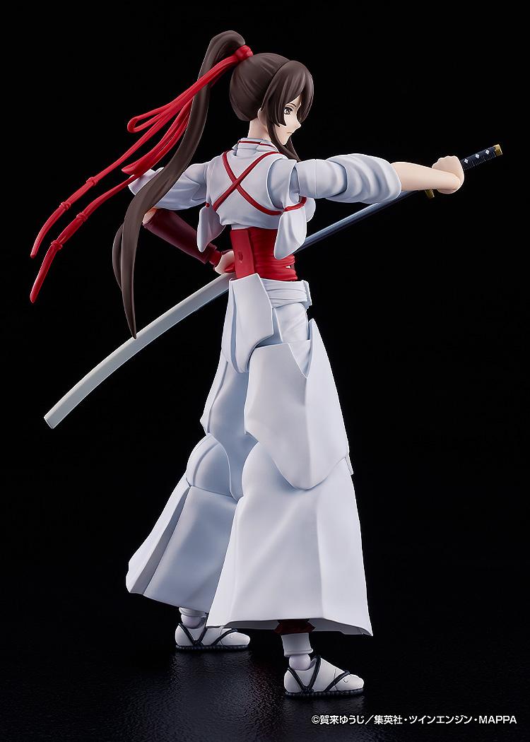 Rear view of the Sagiri figma showing the red ribbons in her hair and the detail of her executioner uniform.