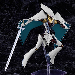 A dynamic mid-action pose of the Seeker model kit showing the high articulation of the PLAMATEA series.