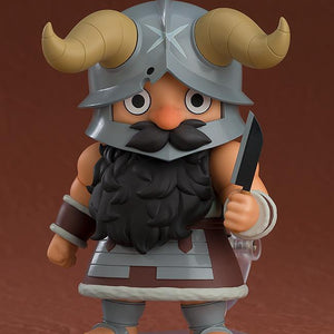 Senshi Nendoroid displayed on a stand with a neutral, straight facial expression and his signature long black beard.