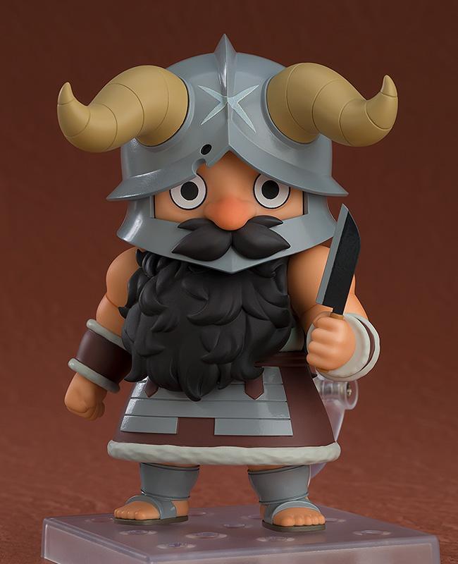 Senshi Nendoroid displayed on a stand with a neutral, straight facial expression and his signature long black beard.
