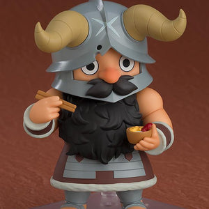 Senshi Nendoroid using chopsticks and holding a small soup bowl of monster cuisine from the dungeon.