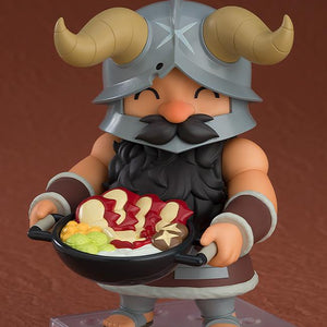 Senshi Nendoroid with a happy smiling face plate holding a large bowl of Scorpion and Walking Mushroom hotpot.