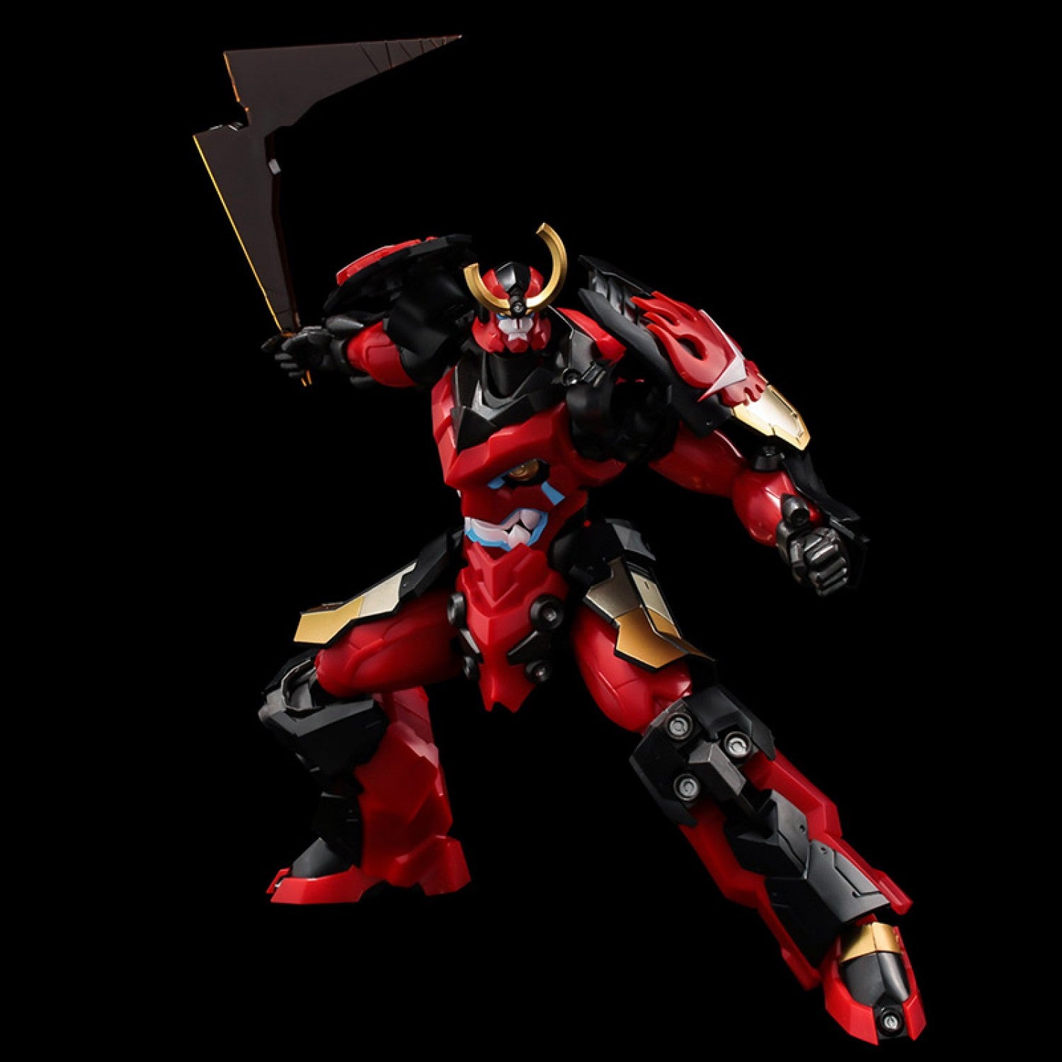 Sentinel PLAIOBOT Gurren Lagann model kit holding a single Crimson Boomerang in an overhead swinging attack pose.