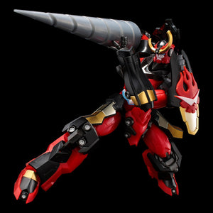 Sentinel PLAIOBOT Gurren Lagann articulated model kit executing a forward thrust attack with the large Giga Drill accessory.