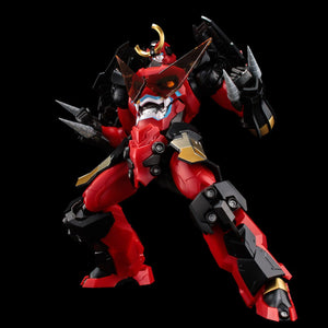 PLAIOBOT Gurren Lagann anime model kit displayed in a dynamic fighting stance equipped with multiple wrist and knuckle drill bits.