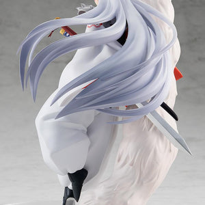 Back-angle studio shot focusing on Sesshomaru's flowing hair and the scabbard of his sword.
