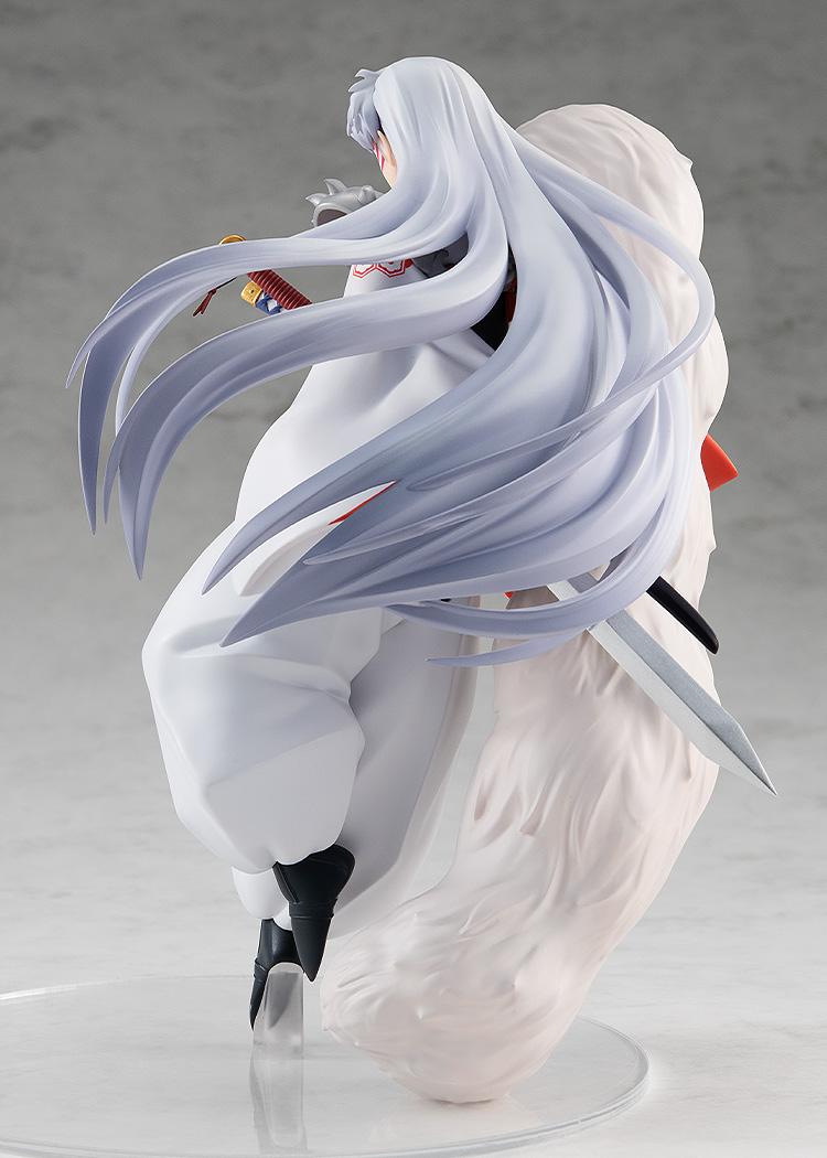 Back-angle studio shot focusing on Sesshomaru's flowing hair and the scabbard of his sword.
