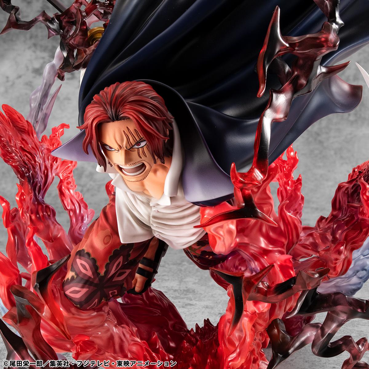 Detailed close-up of Shanks' manly expression and facial scars on the POP MAXIMUM Kamusari figure.