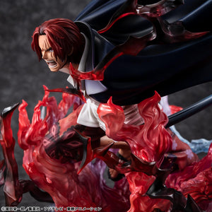 View of the lower body and base of the Shanks figure showing the paint gradation on the energy effects.