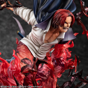 Detail shot focusing on the clothing textures and paint applications of the Shanks Kamusari figure.