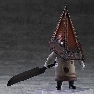 Front full-body studio view of the Red Pyramid Thing Nendoroid figure standing on a display base holding the Great Knife.