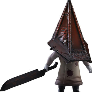 Studio cutout of the Silent Hill 2 Red Pyramid Thing Nendoroid figure holding the Great Knife on a white background.