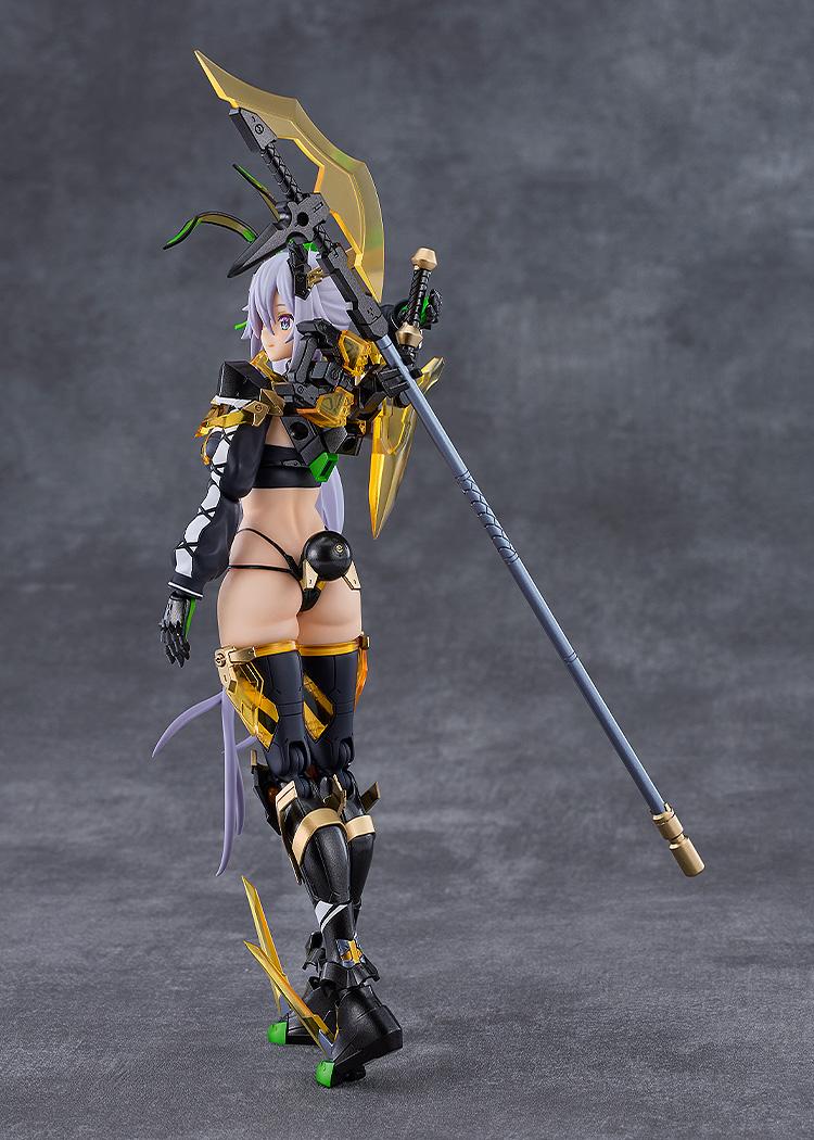 Side three-quarter profile view of the Silva Barrelline figma figure showcasing her side leg armor plates and halberd handle.