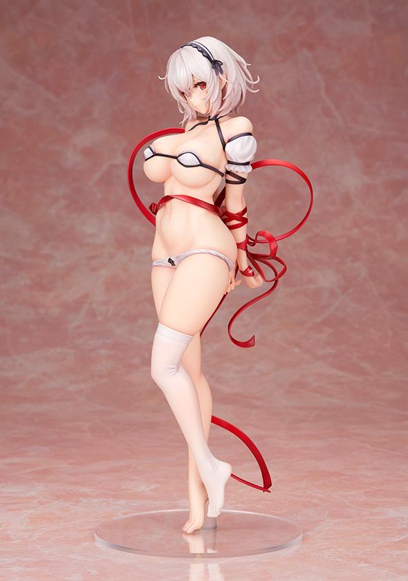 Three-quarter view of the Sirius hugging pillow figure, emphasizing the detailed sculpt of her stomach and back.