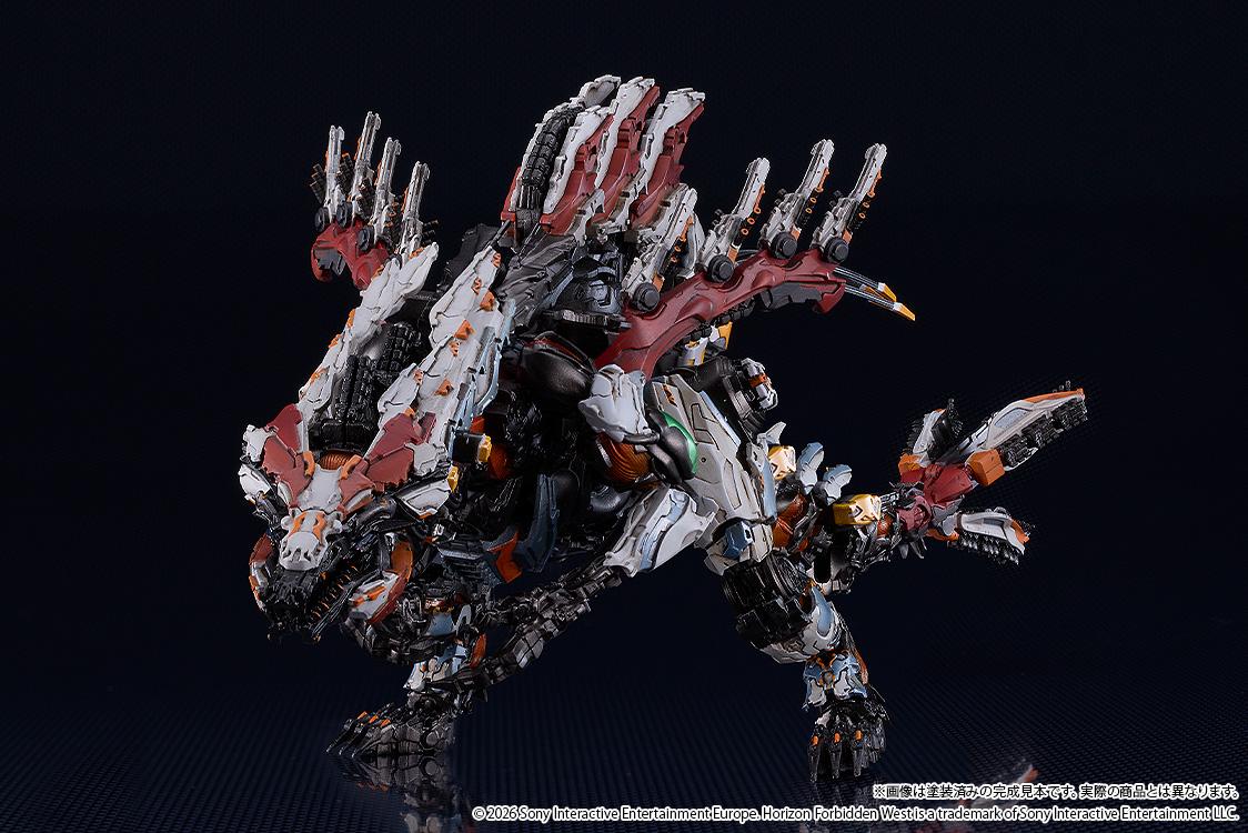 Front-facing view of the Slaughterspine model kit with its Plasma Energizers and spine weapons deployed for combat posing.