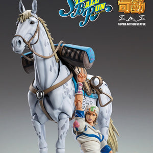 Scale comparison and display shot of Slow Dancer with the Johnny Joestar Super Action Statue (sold separately).