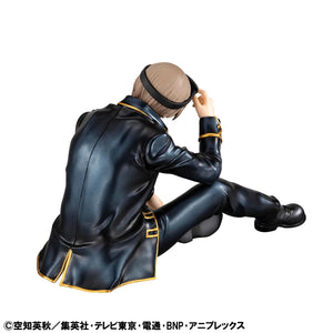Rear view of the Sogo Okita G.E.M. figure showing the detail of his Shinsengumi jacket and light brown hair.