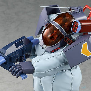 High-angle close-up of the Soltic HT128 Big Foot upper body highlighting the head antennas, shoulders, and linear gun.