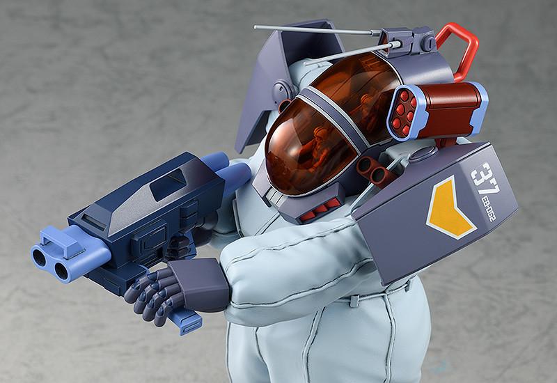 High-angle close-up of the Soltic HT128 Big Foot upper body highlighting the head antennas, shoulders, and linear gun.