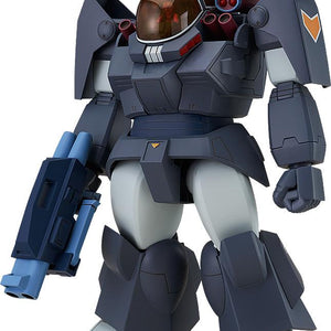 Front view of the Soltic HT128 Big Foot 1/72 scale model kit from Fang of the Sun Dougram featuring a blue and grey finish.