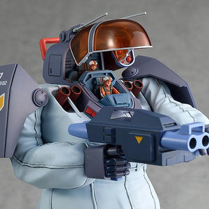 Close-up shot of the Soltic HT128 Big Foot model kit with the cockpit open to reveal two seated pilot mini-figures.