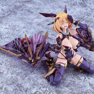 Narrative pose of Sophia F. Shirring using the crying face plate with the Flight Unit drones collapsed at her sides.