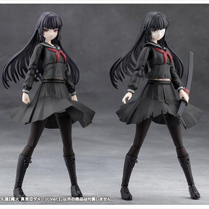 Side-by-side comparison display of the unbandaged normal face and the bandaged damage face variations on the black uniform body.