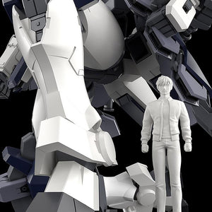 Scale comparison between the Azure Raven leg unit and the Sousuke Sagara casual clothes mini-figure.