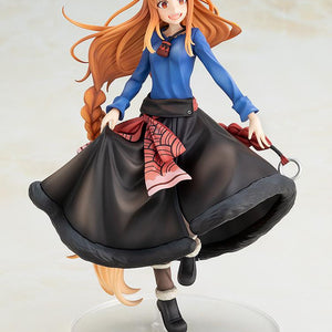 Full-length studio display of the Holo figure recreating Jyuu Ayakura's Dengeki Bunko 30th anniversary illustration.