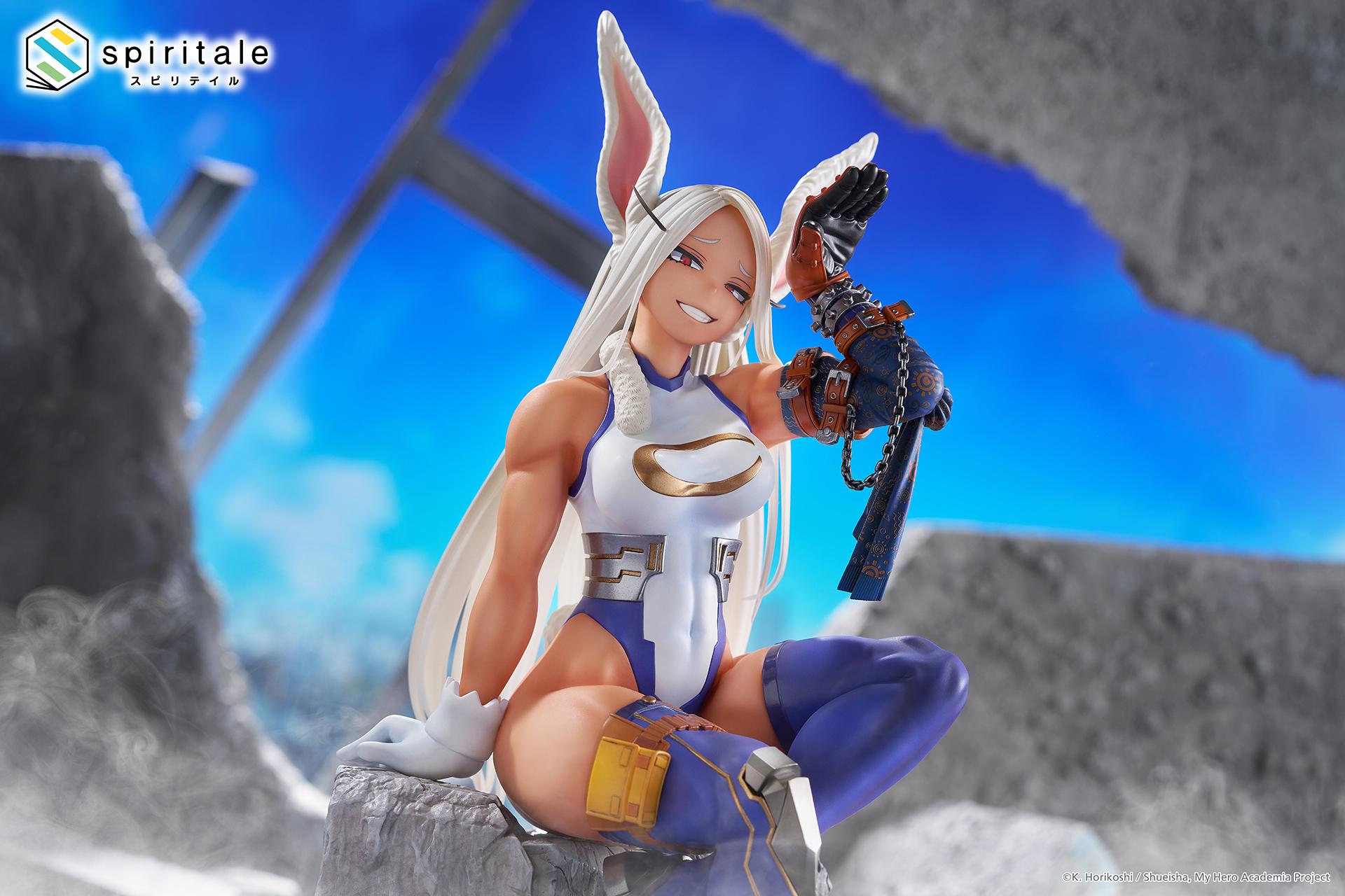 Horizontal promotional banner displaying the Spiritale Mirko figure in an outdoor ruined battlefield setting.